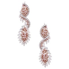 White and Multi Shape Pink Diamond Drop Earrings