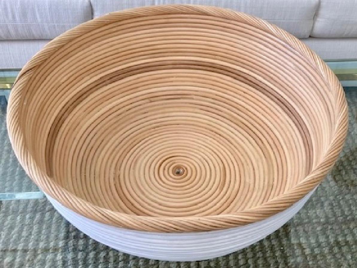 American White and Natural Rattan Center Piece For Sale