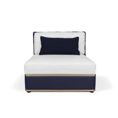 Modular Outdoor Sofa with White Frame and Navy Accents