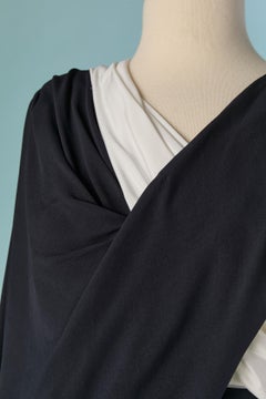 White and navy jersey draped evening dress ALEXANDRE VAUTHIER