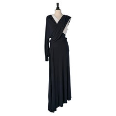 White and navy jersey draped evening dress ALEXANDRE VAUTHIER