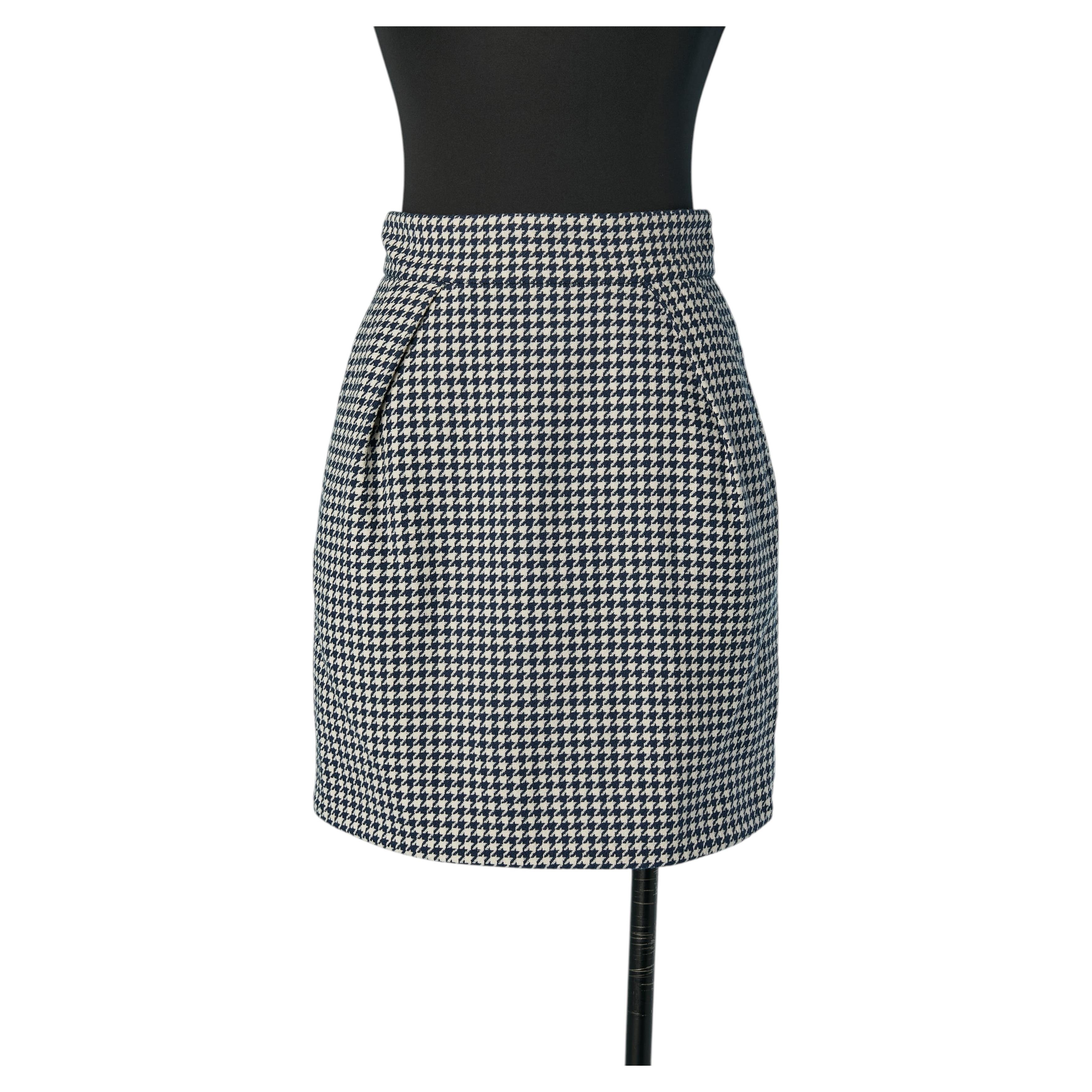 White and navy mini skirt with Pied de Poule pattern ALEXANDRE VAUTHIER