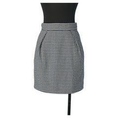 White and navy mini skirt with Pied de Poule pattern ALEXANDRE VAUTHIER