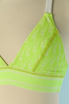 White and neon yellow branded bra CHRISTIAN DIOR