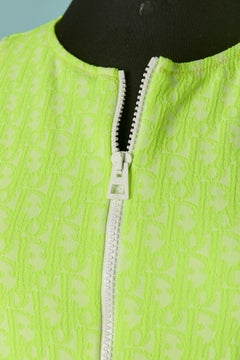 White and neon yellow swim-suit with jacquard Monogram CHRISTIAN DIOR