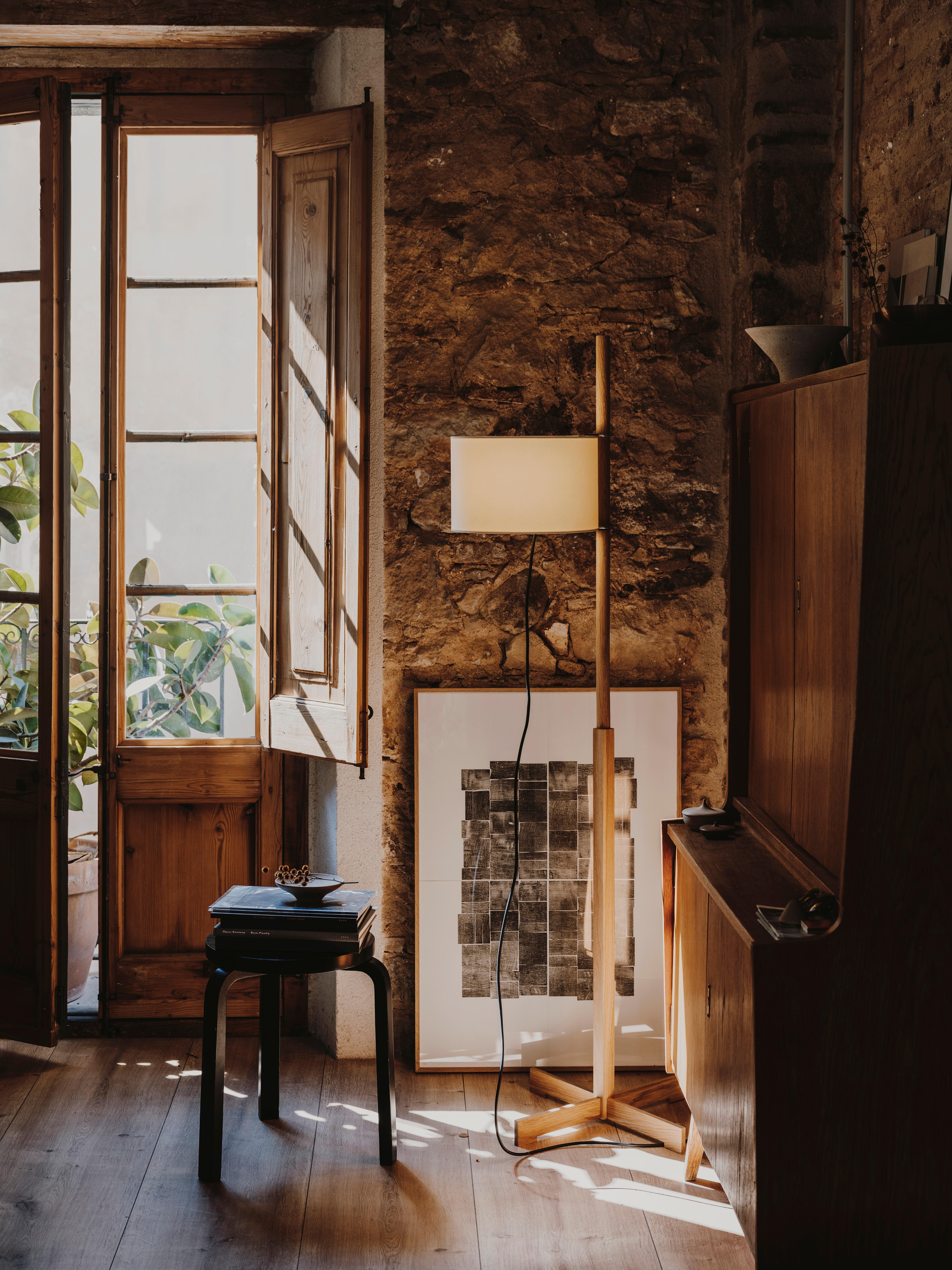 White and Oak Tmm Floor Lamp by Miguel Milá 2