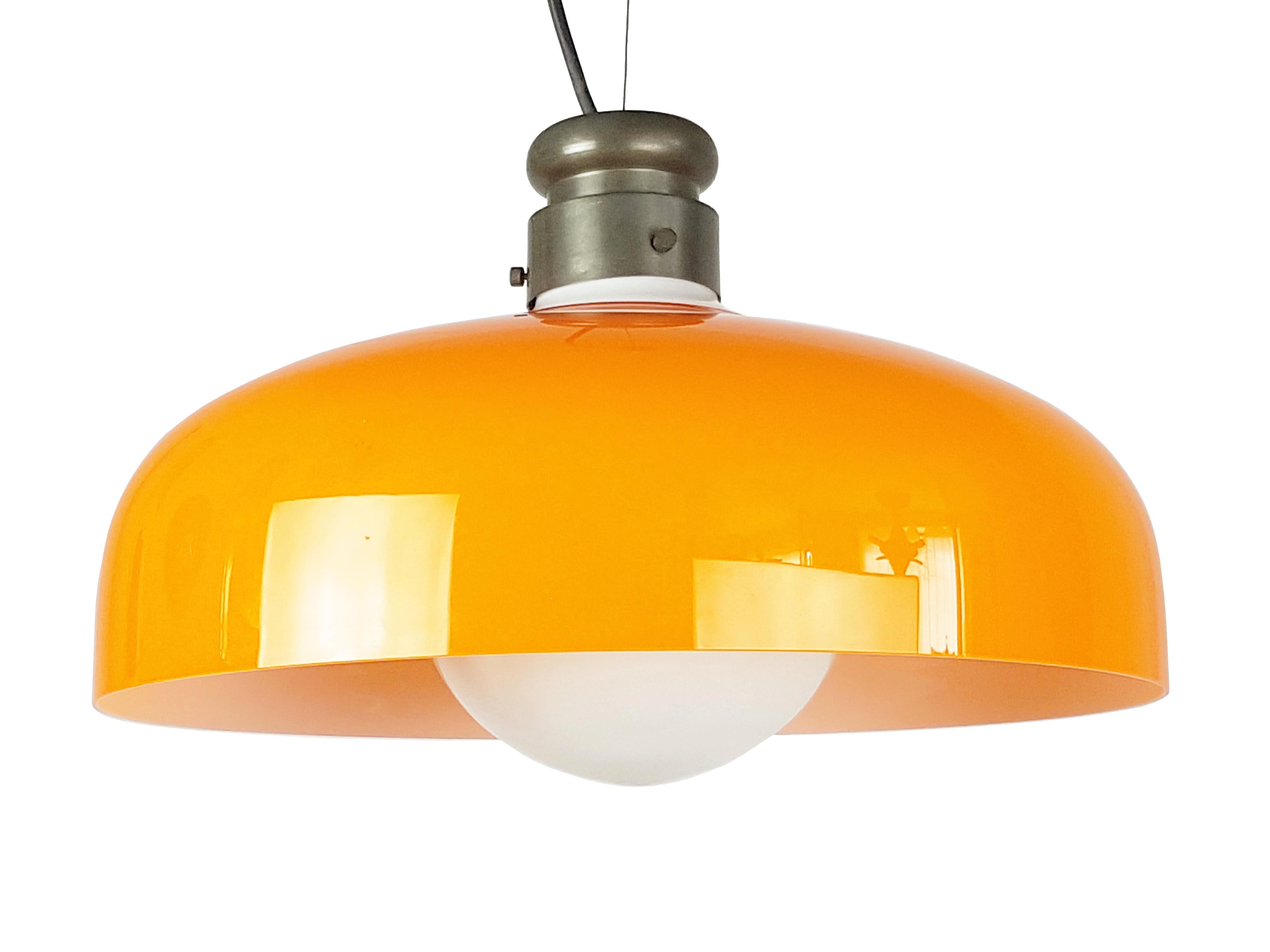 Colgante de cristal de Murano blanco y naranja de los años 60 de a. Pianón para Vetreria Vistosi Moderno de mediados de siglo en venta