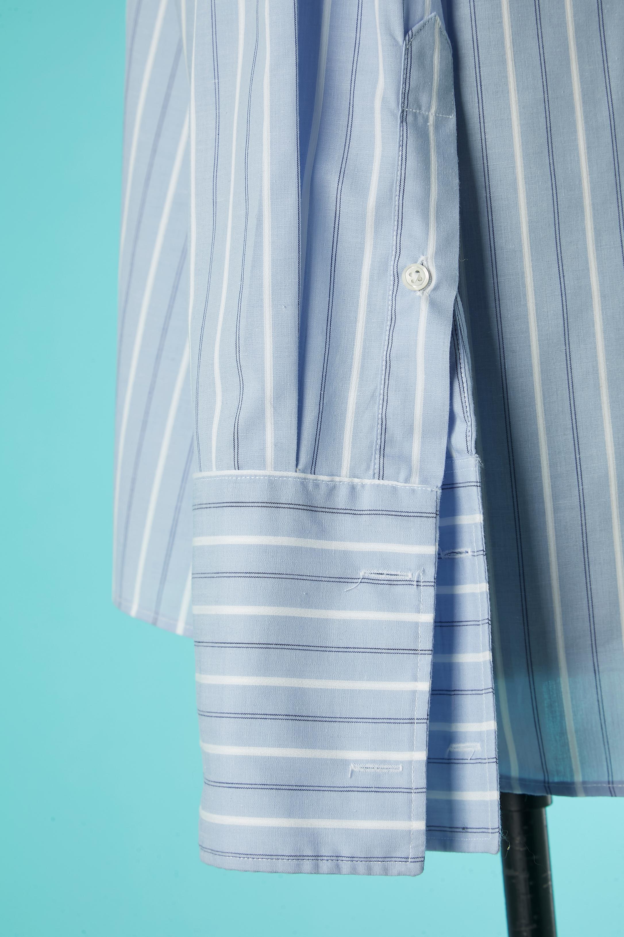 Women's or Men's White and pale blue striped shirt with white collar Christian Dior Monsieur 