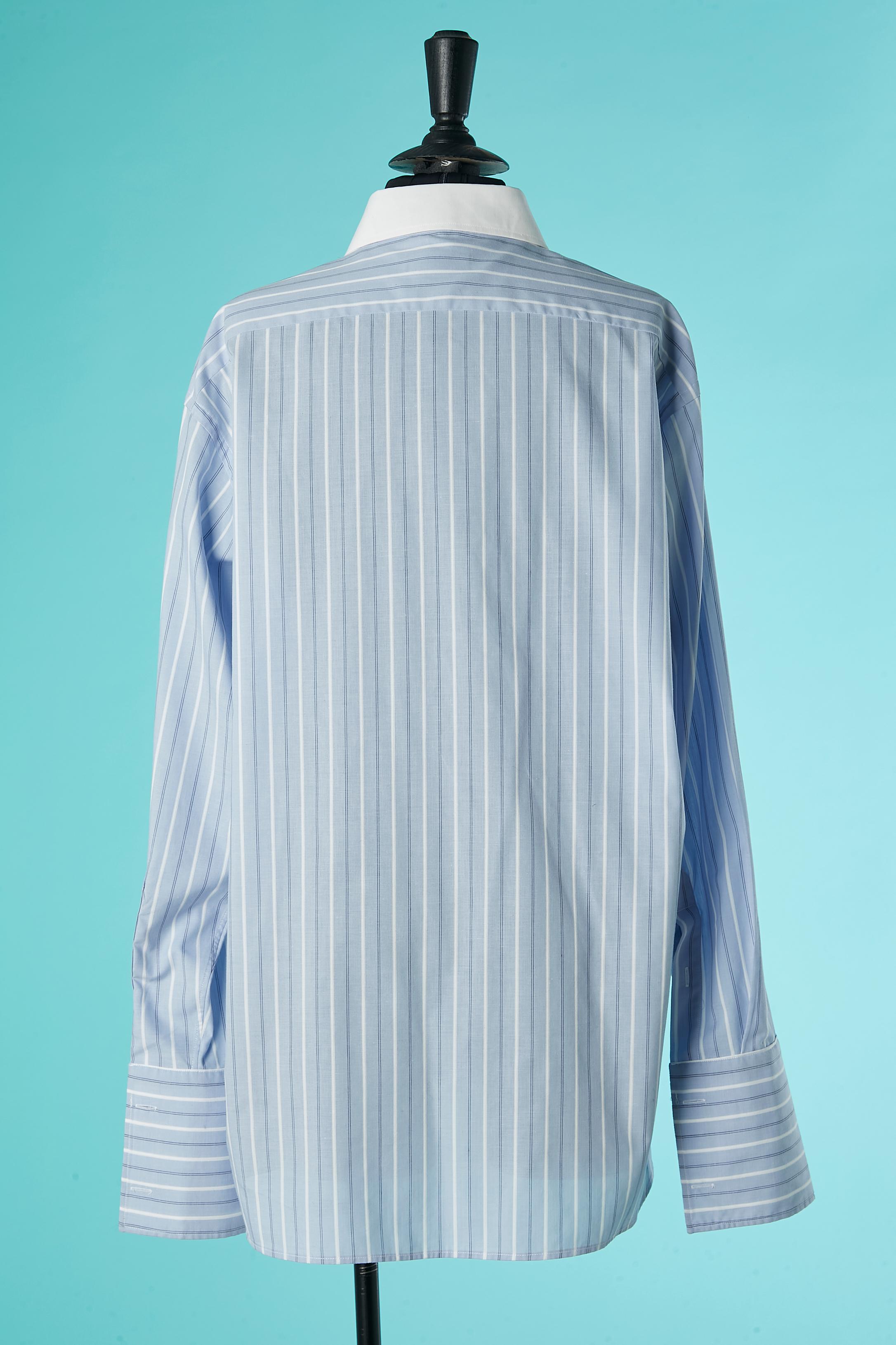 White and pale blue striped shirt with white collar Christian Dior Monsieur  2
