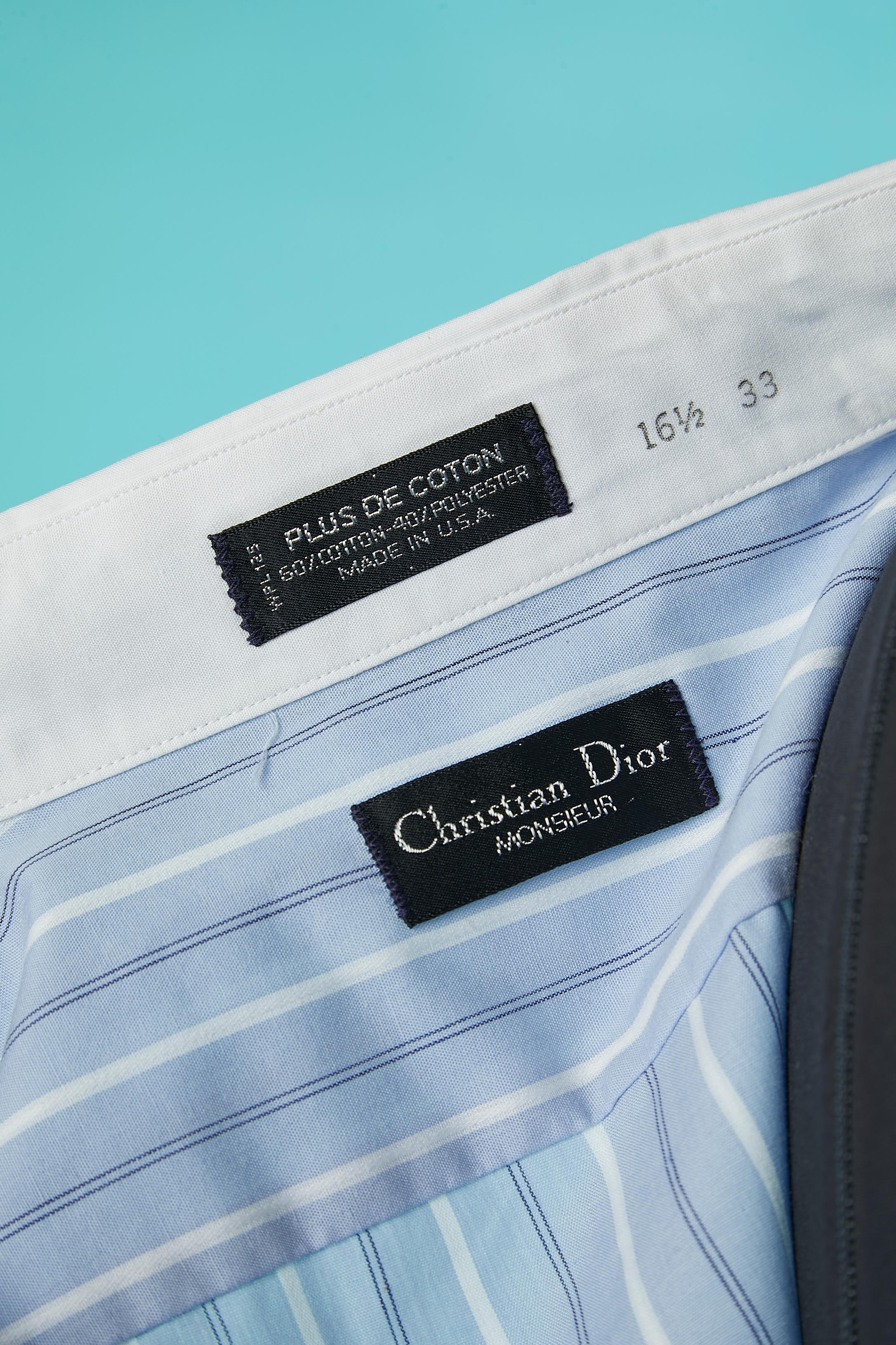 White and pale blue striped shirt with white collar Christian Dior Monsieur  3