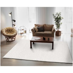 White and Pink Wool Rug