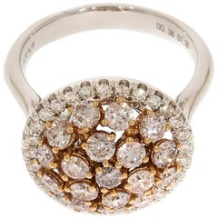 White and Pink Diamond Cluster Cocktail Ring