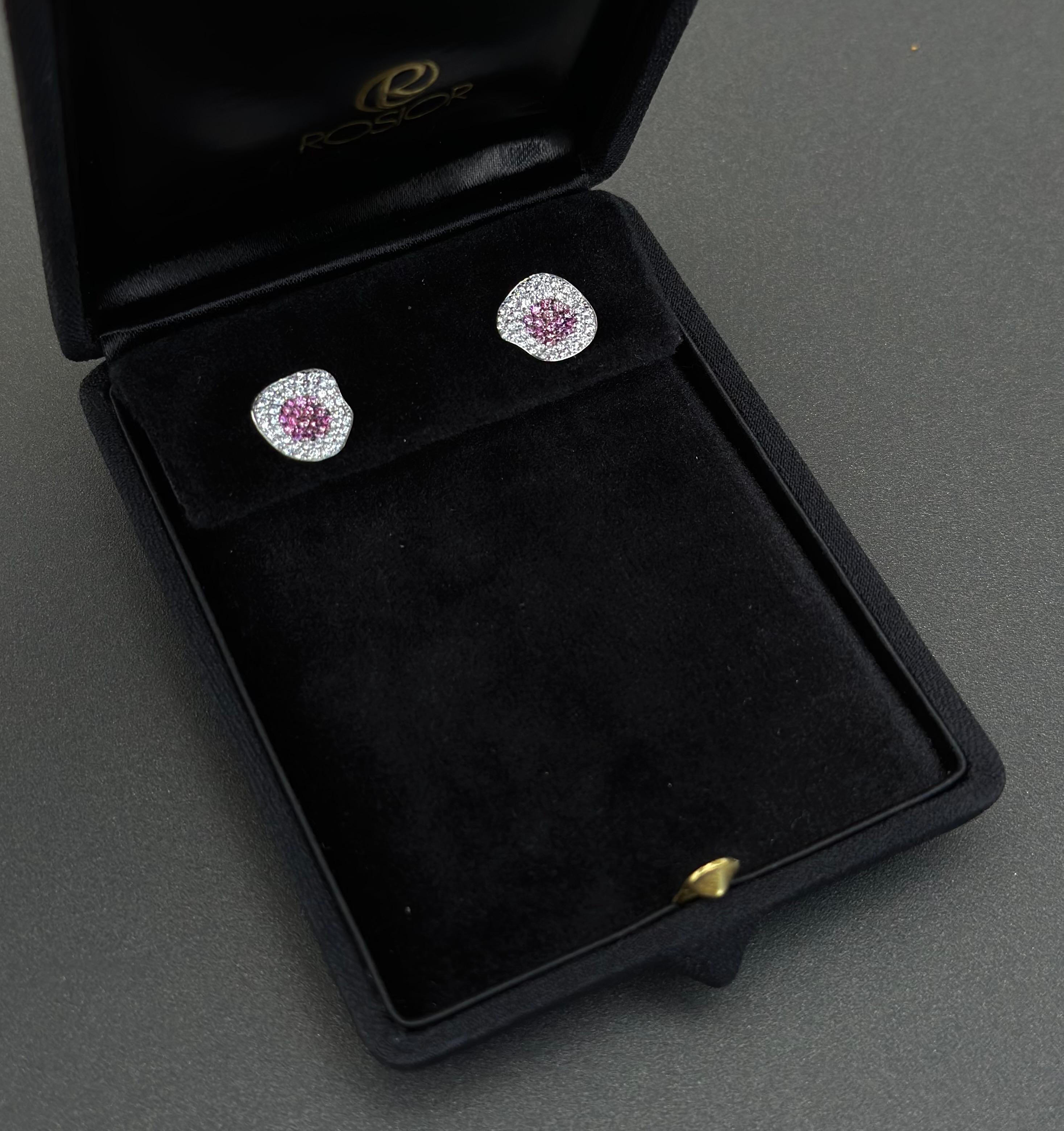 White and Pink Diamond Stud Earrings set in White Gold In New Condition In Porto, PT