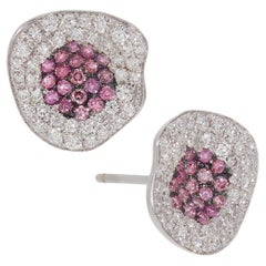 White and Pink Diamond Stud Earrings set in White Gold