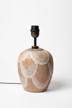 White and pink glazed ceramic table lamp, circa 1930-1940.