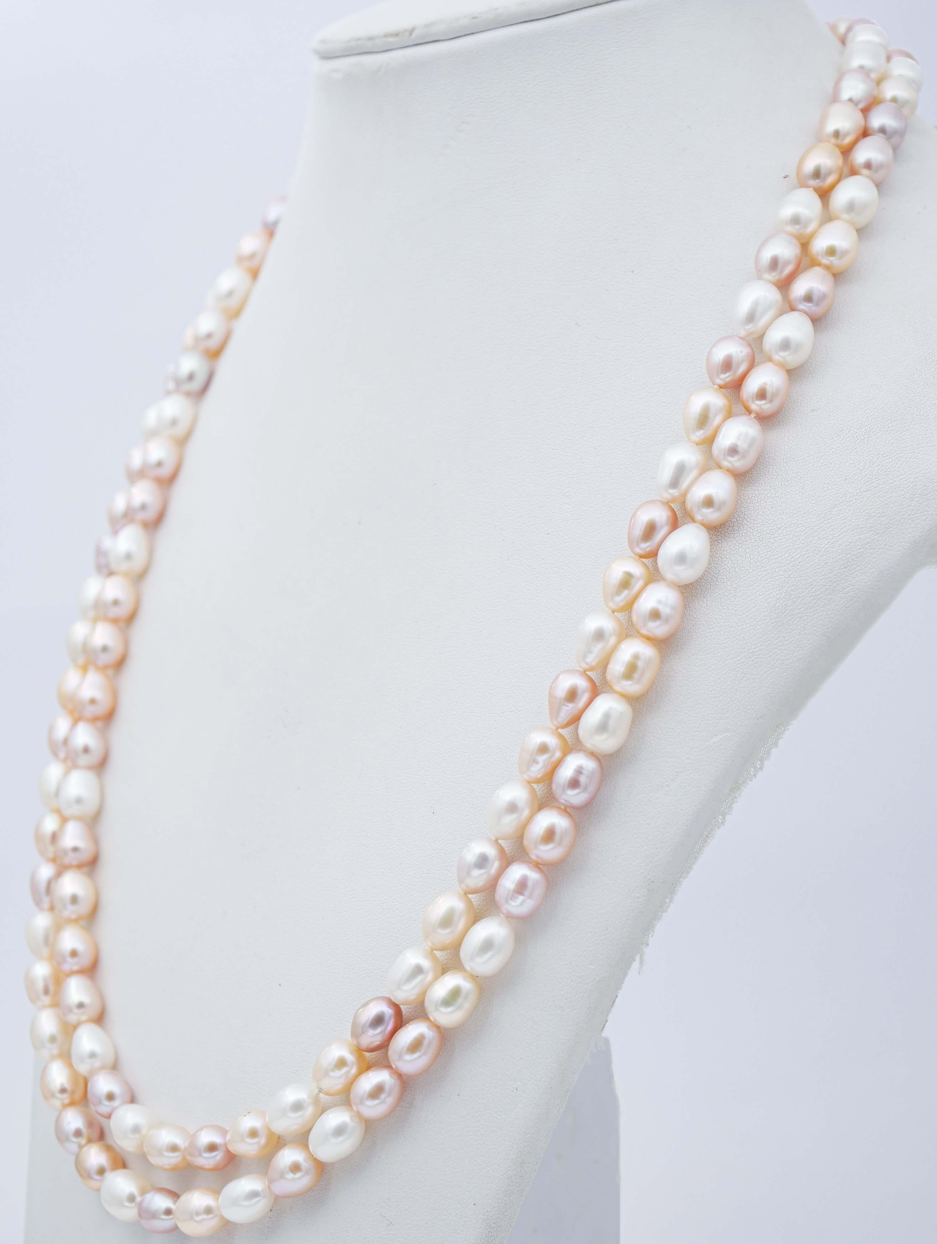 multi strand pink pearl necklace