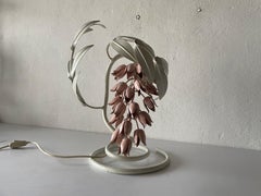 White and Pink Tulip Design Table Lamp, 1960s, Italy