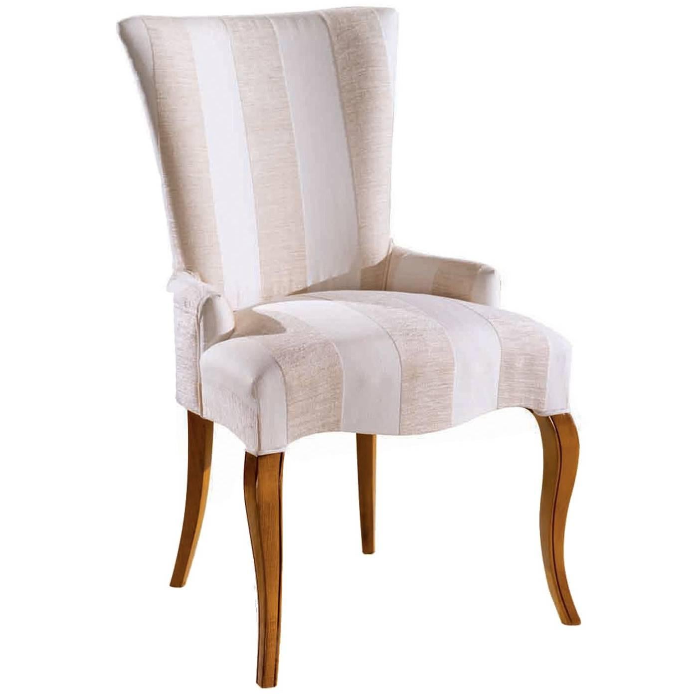 White and Pink Upholstered Armchair