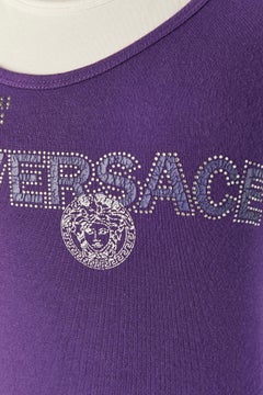 Débardeur en double jersey blanc et violet VERSACE JEANS COUTURE