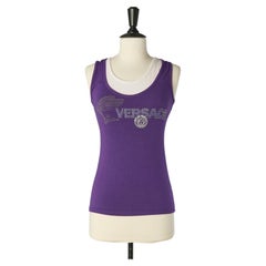 Débardeur en double jersey blanc et violet VERSACE JEANS COUTURE