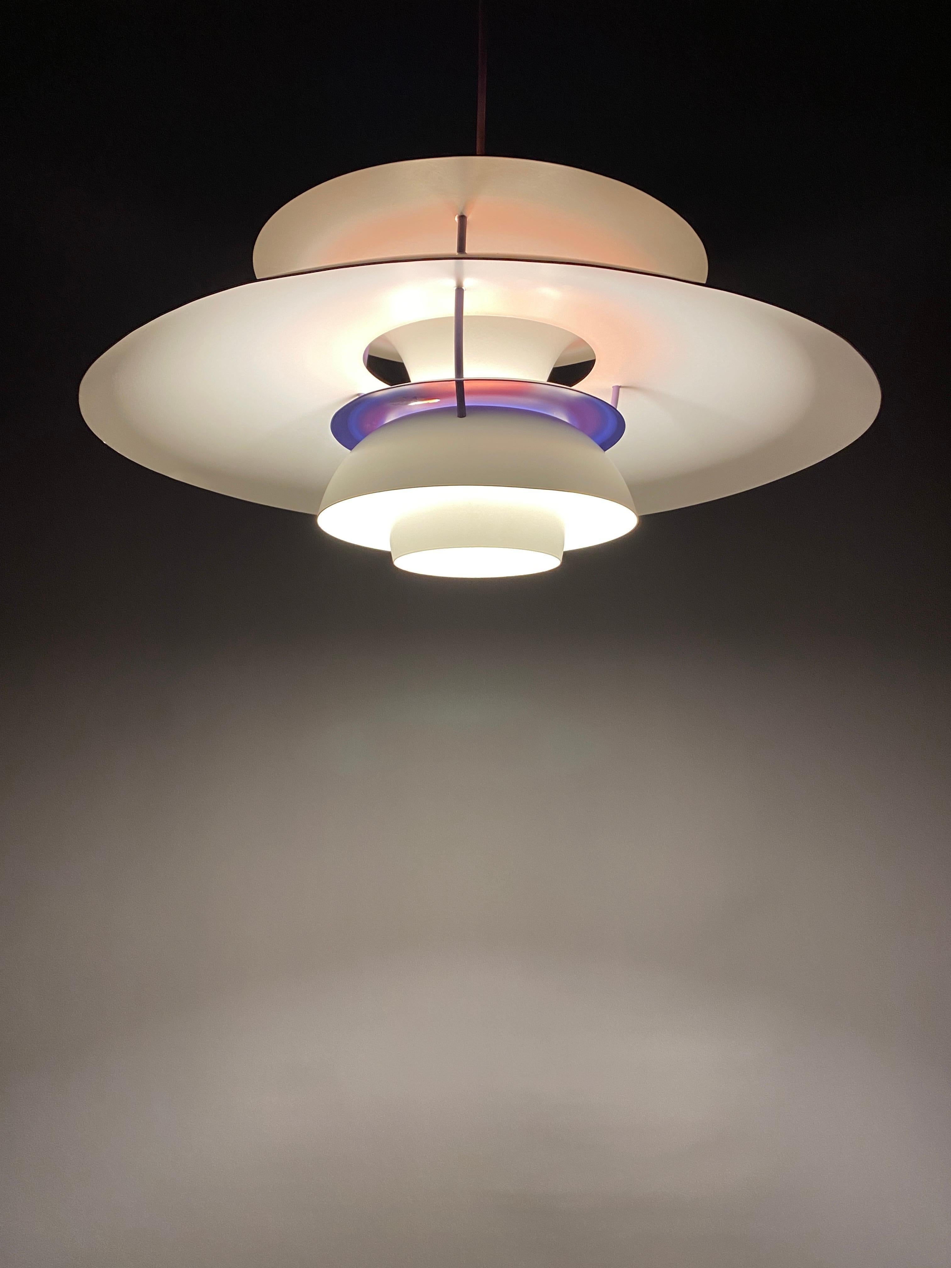 White and Purple PH5 Pendant Light by Poul Henningsen for Louis Poulsen 1970 For Sale 13