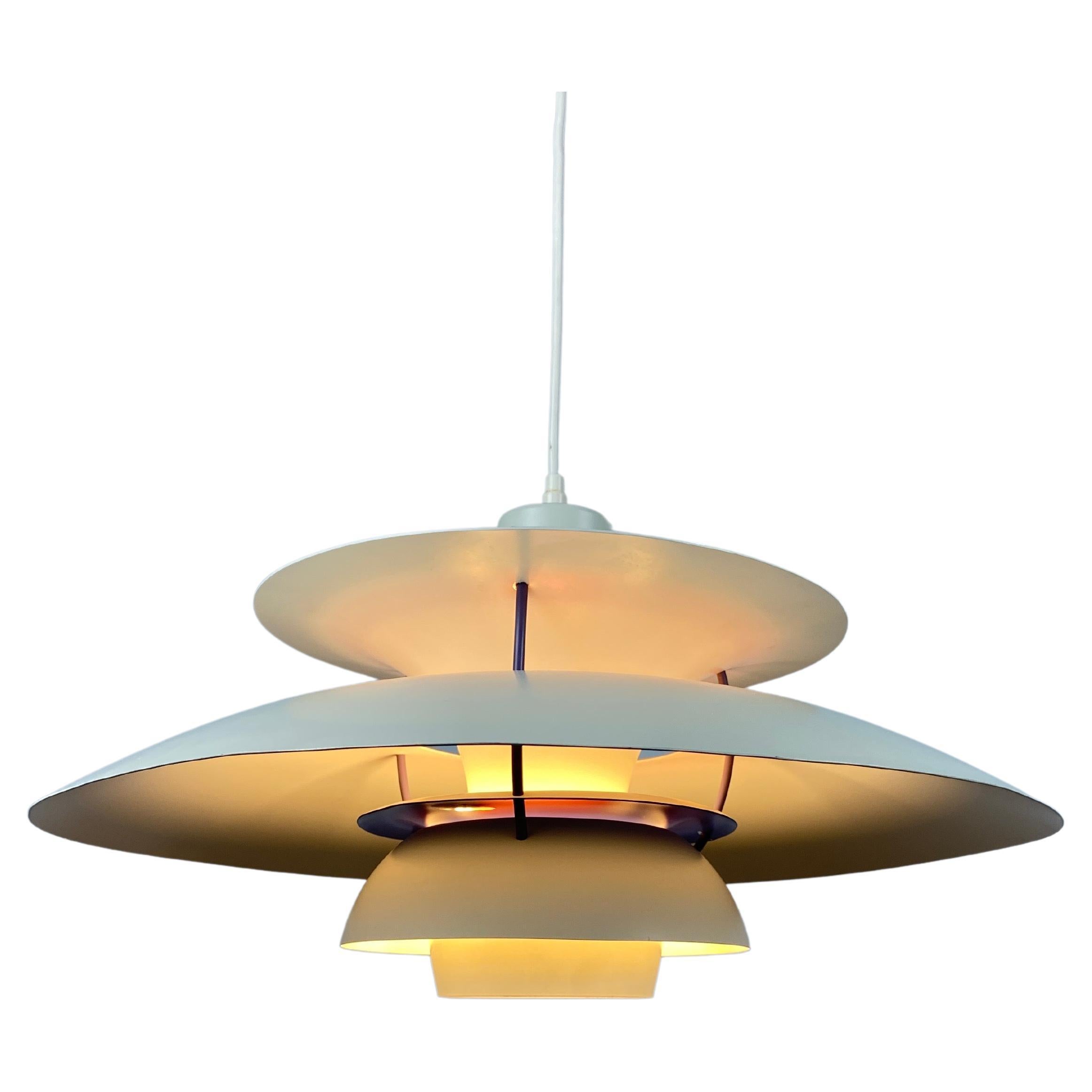 White and Purple PH5 Pendant Light by Poul Henningsen for Louis Poulsen 1970 For Sale