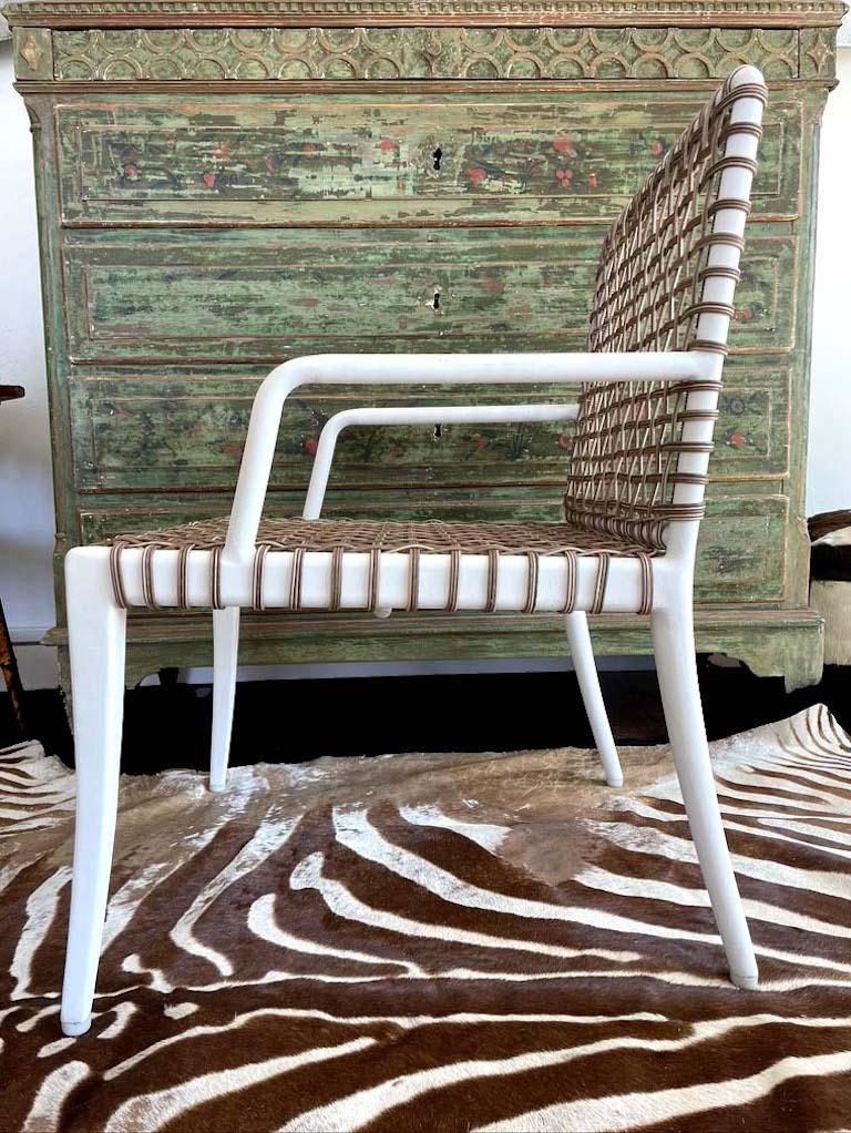 white woven dining chairs