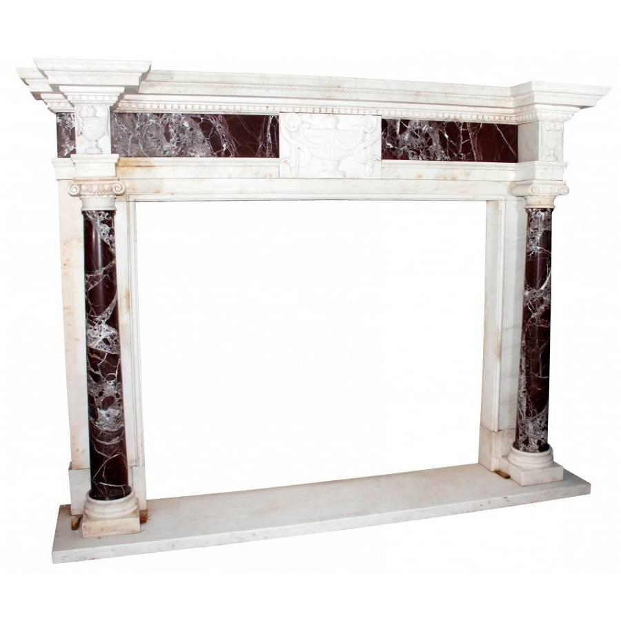 White and Red Alicante Marble Fireplace