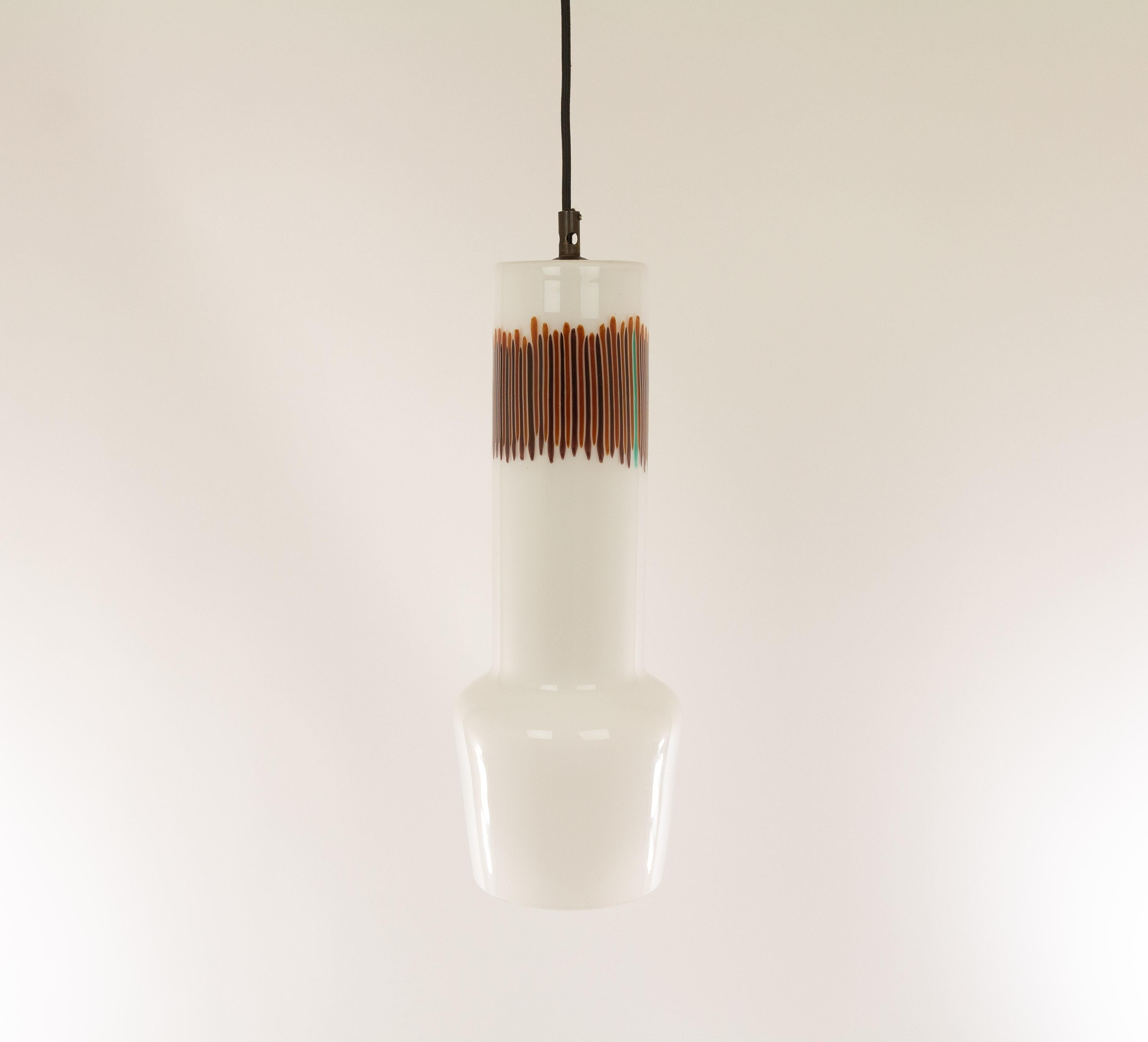 Mid-20th Century White and Red Glass Pendant by Massimo Vignelli for Venini, 1950s For Sale