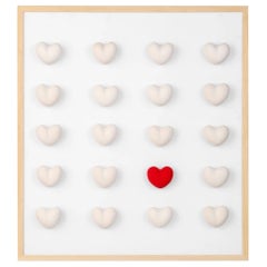 White and Red Heart Installation With Frame by Hatsu
