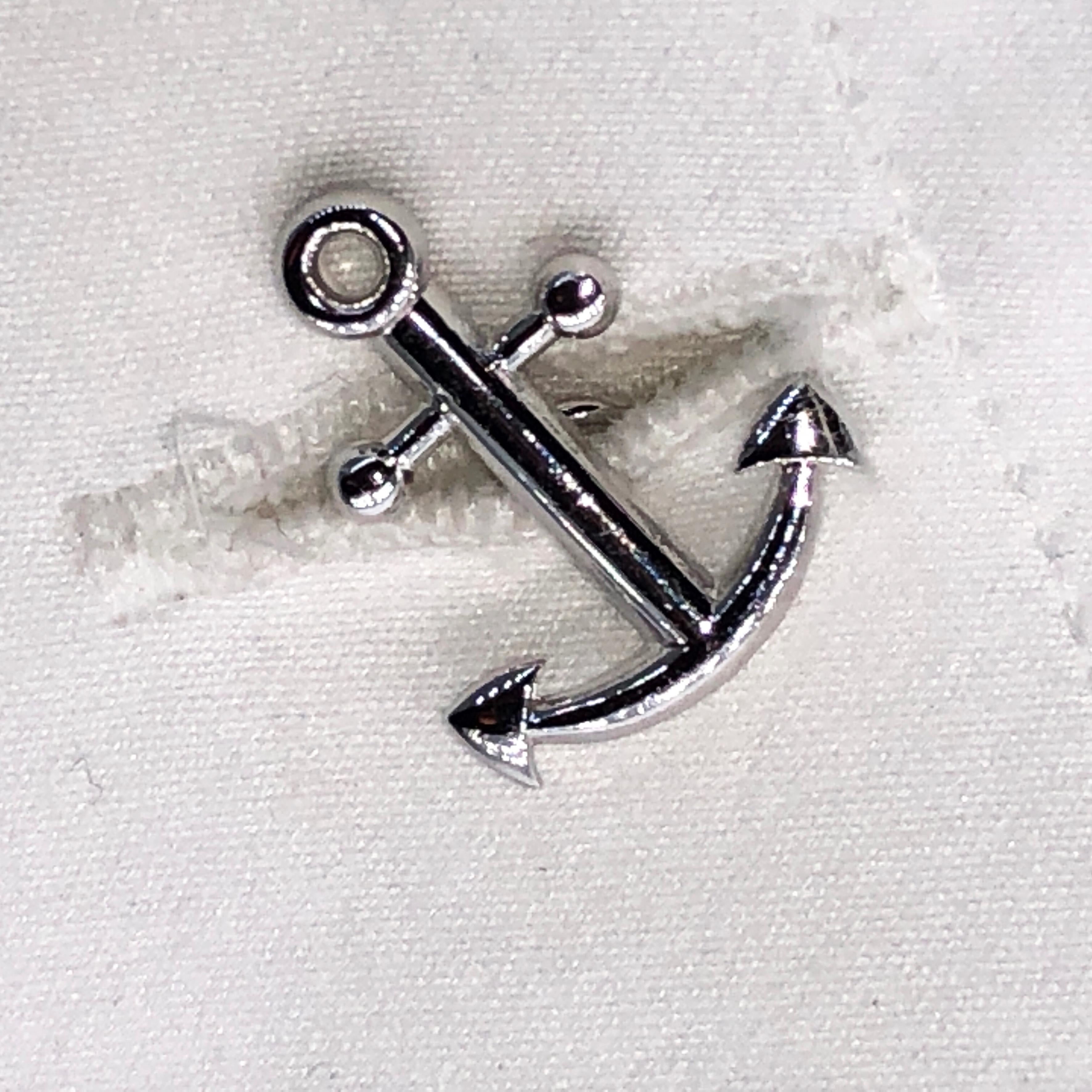 Berca White Red Sailing Boat Shaped Little Anchor Back Sterling Silver Cufflinks For Sale 4