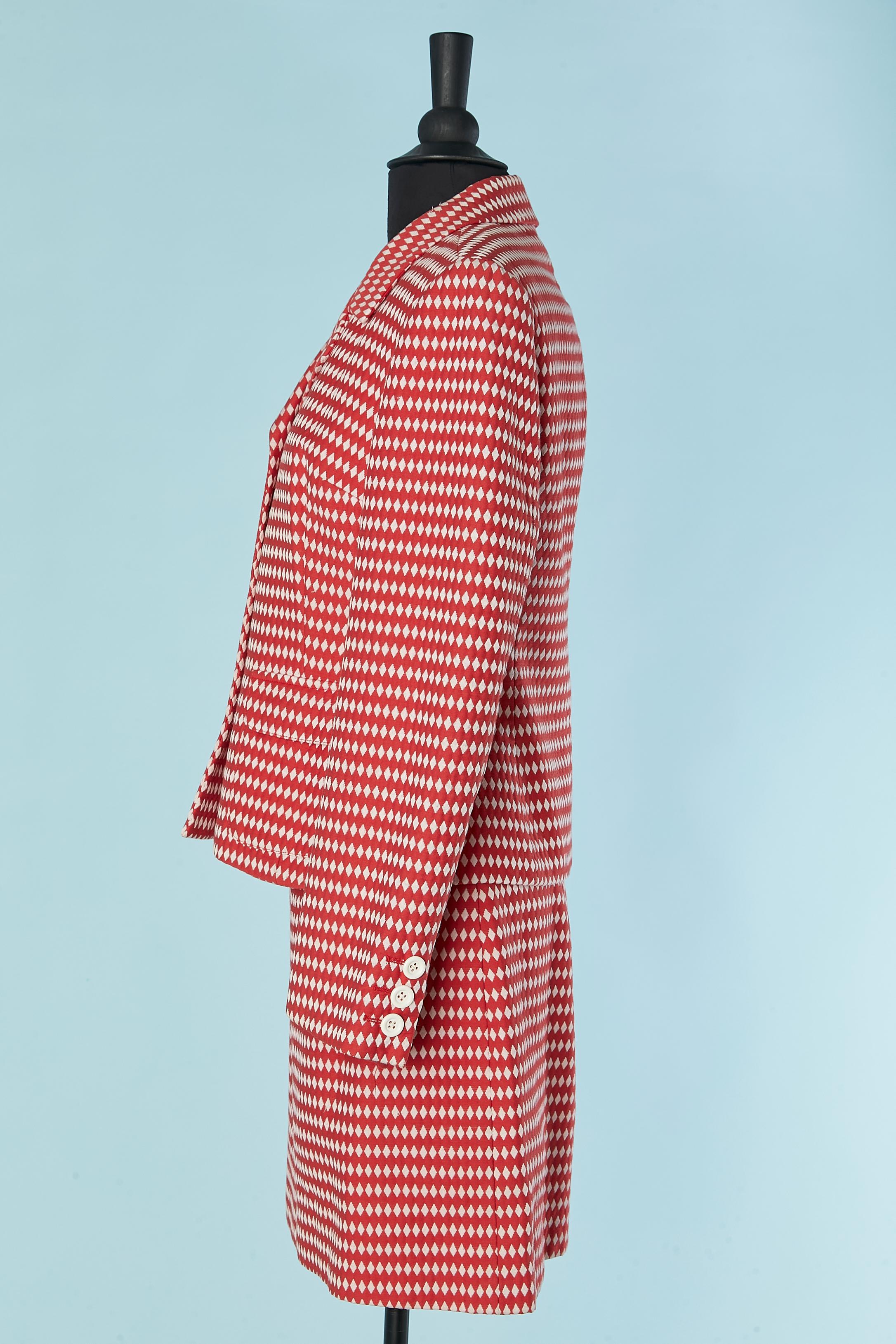 Tailleur con gonna bianca e rossa con motivo a quadri D&G by DOLCE & GABBANA in vendita 1