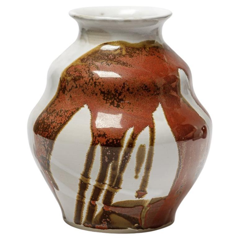 vaso in ceramica di gres bianco e rosso di ATOI circa 2010 21° secolo