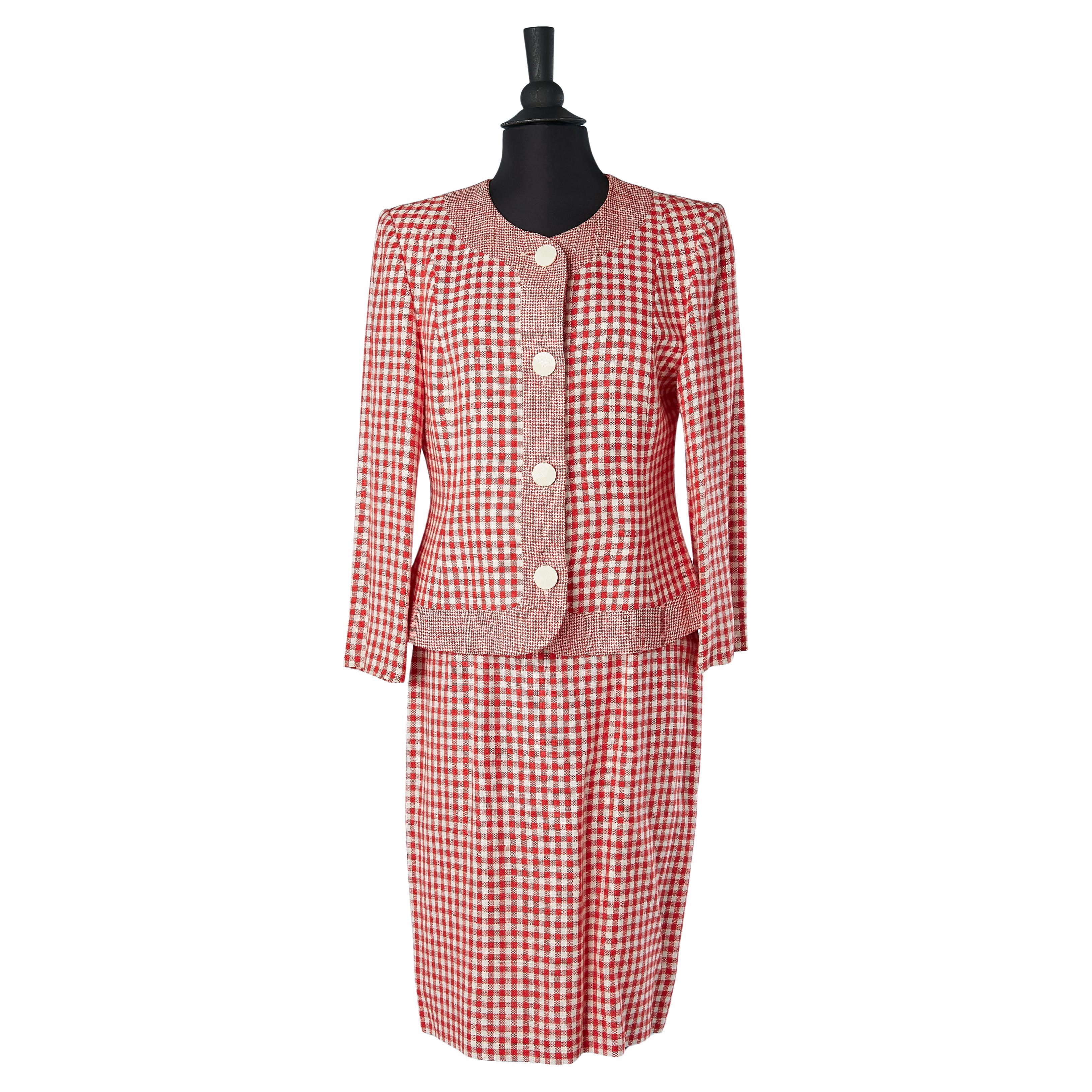 Weißer und roter Rock mit "Vichy"-Muster -Anzug GIVENCHY im Angebot