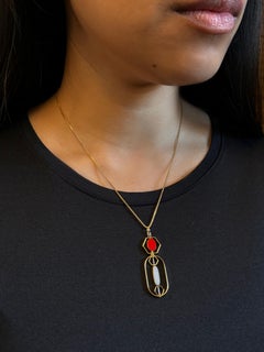 White And Red Vintage German Glass Beads, Art  Deco 2408N Chain Necklace