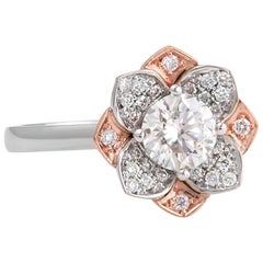 White and Rose Gold Diamond Flower Ring
