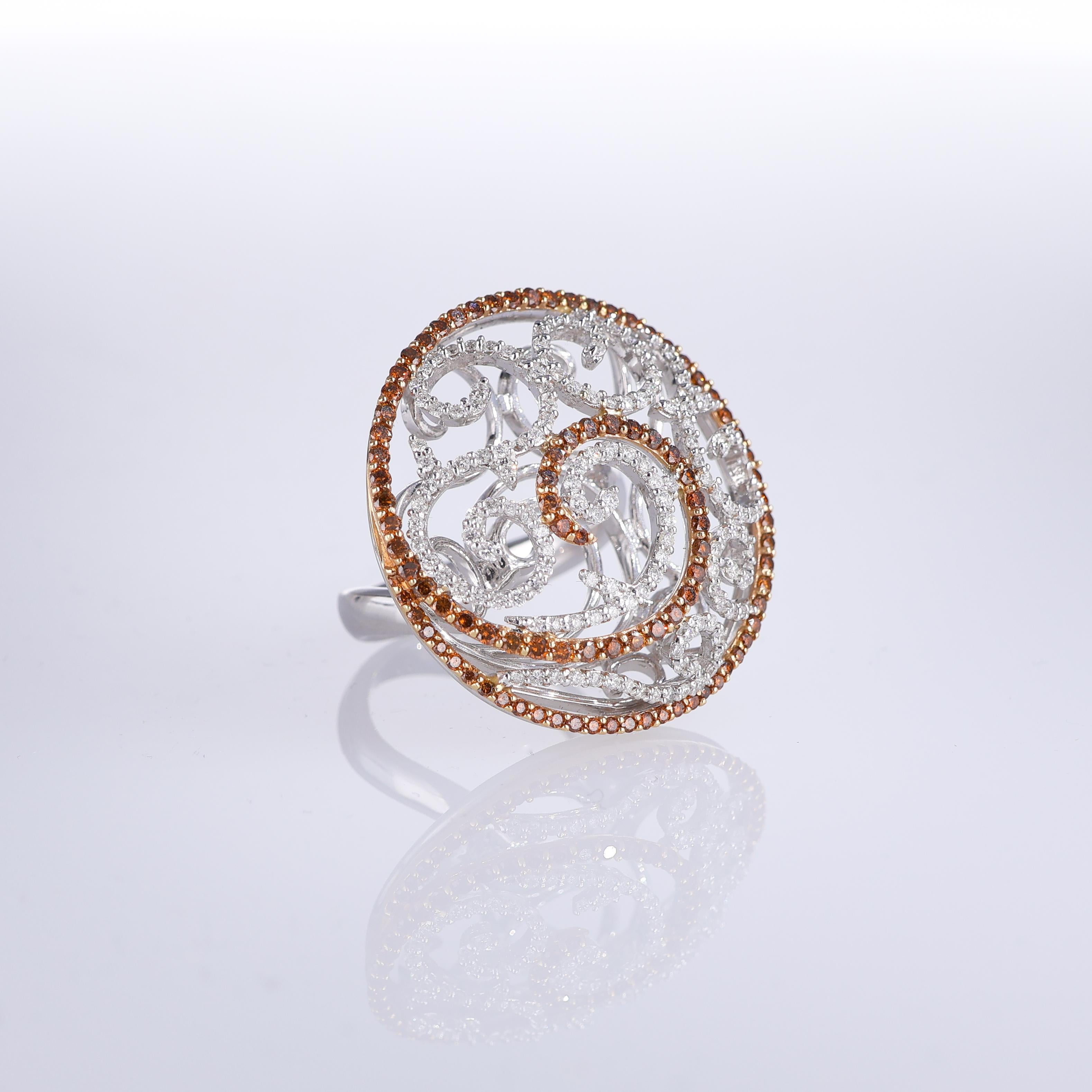 IMPORTANT NOTE:
✔ No additional costs will be added to this order.
✔ Shipping and customs duties are fully covered by us.
--------------------
A stunning masterpiece crafted in white and rose gold, this dome-shaped ring features an intricate