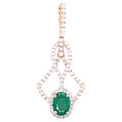 White and Rose Gold Emerald and Diamond Necklace