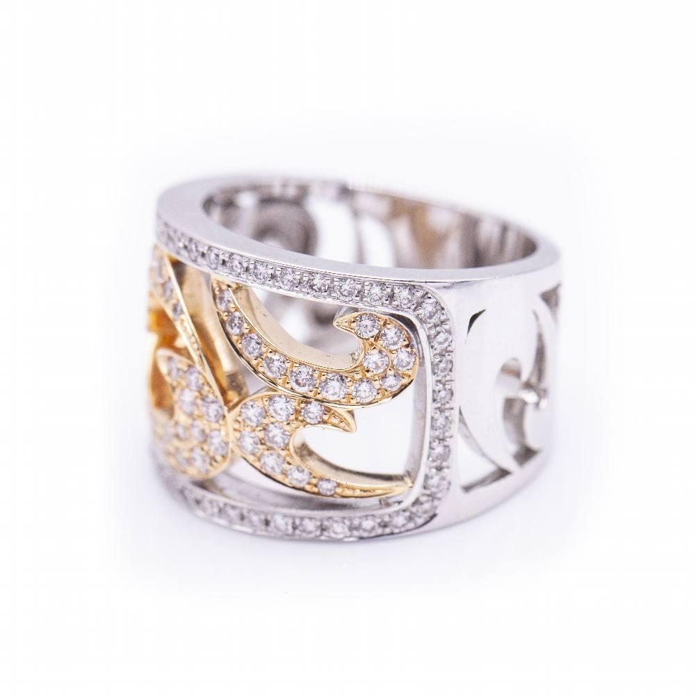 Ring aus Weiß- und Roségold mit Diamanten Damen im Angebot
