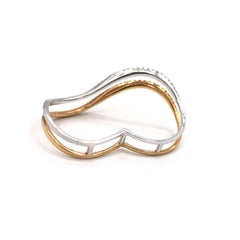 White and Rose Gold Two Finger Diamond Twisted Swirl Ring