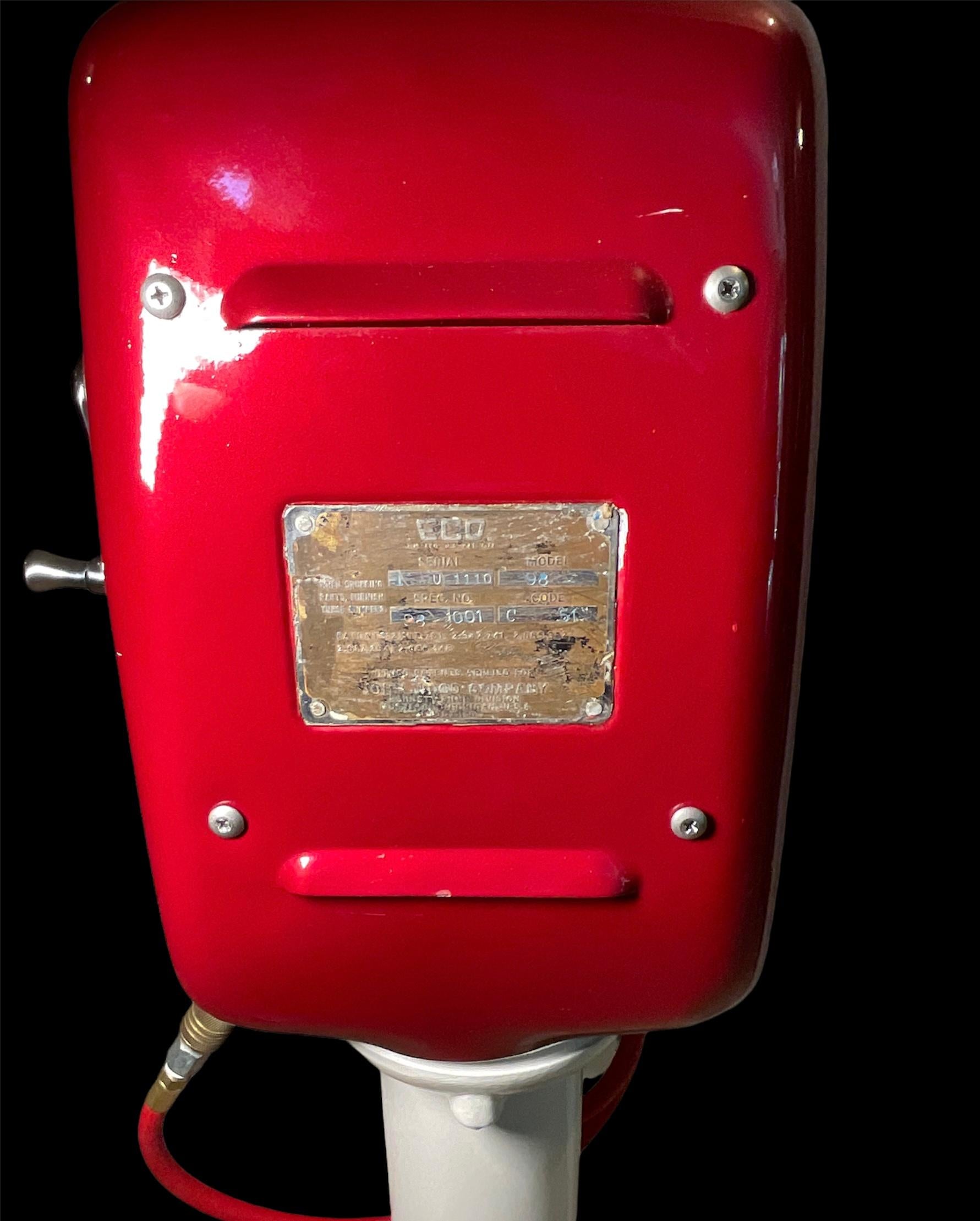 20th Century White And Ruby Red Eco Air Meter Model 98