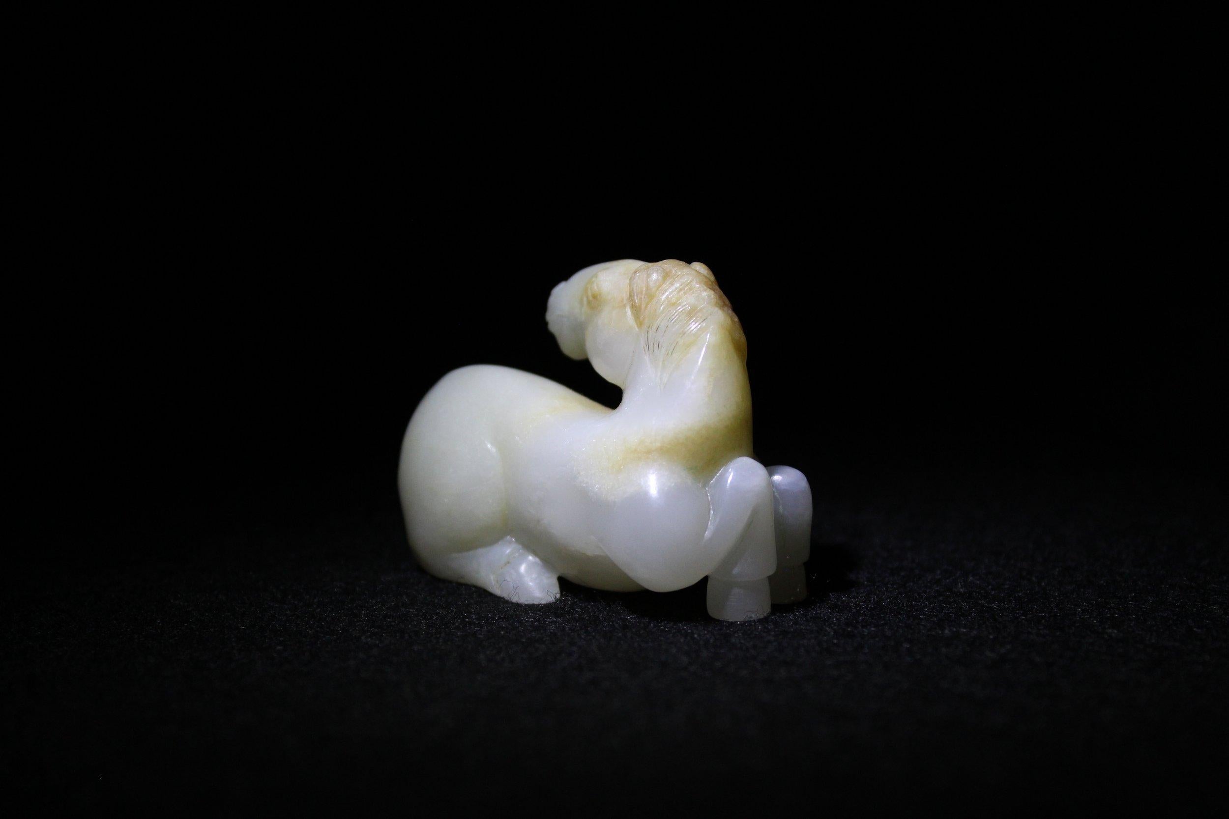 Women's or Men's White and Russet Jade Horse, Qing Dynasty For Sale