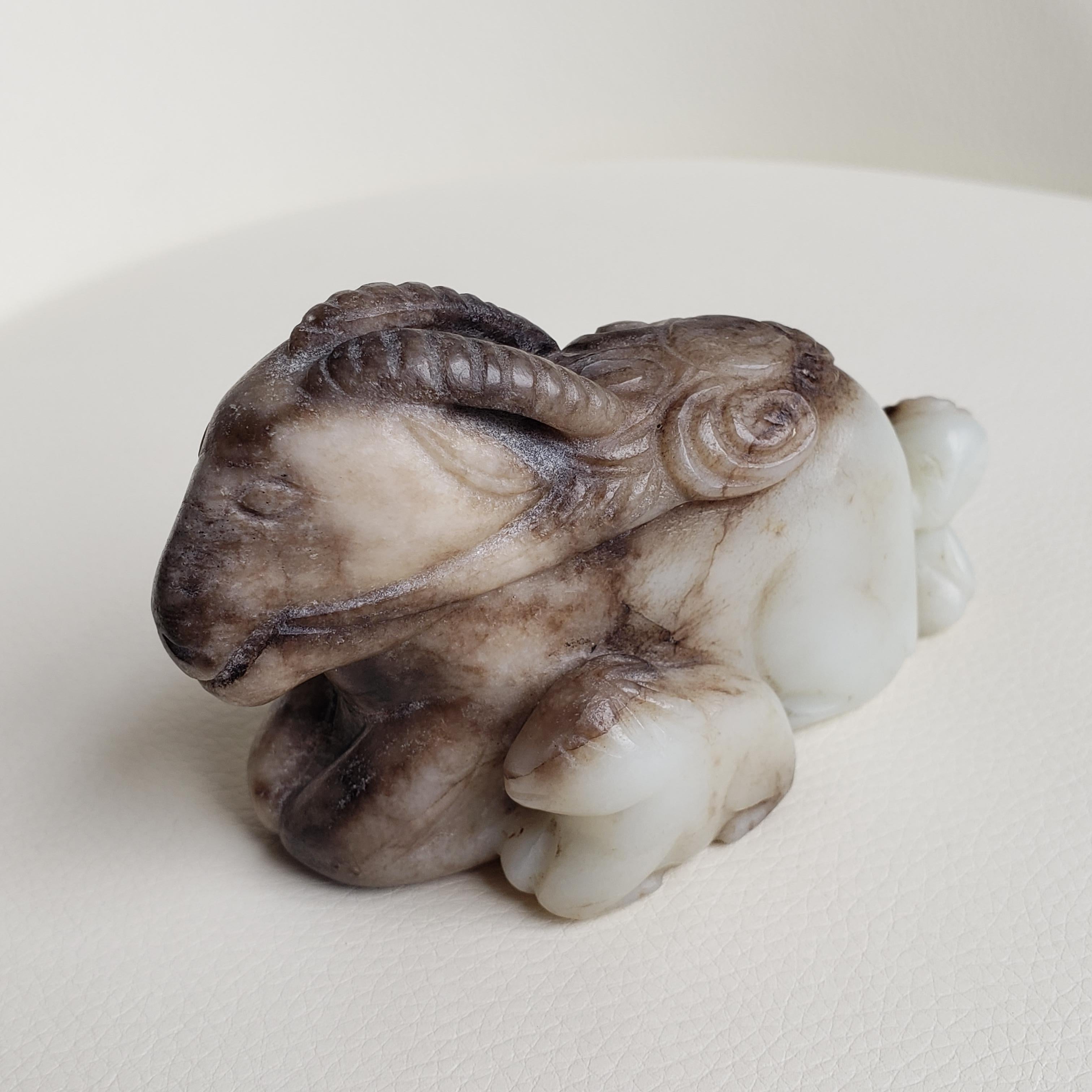 White and Russet Jade Three Ram Group For Sale 8