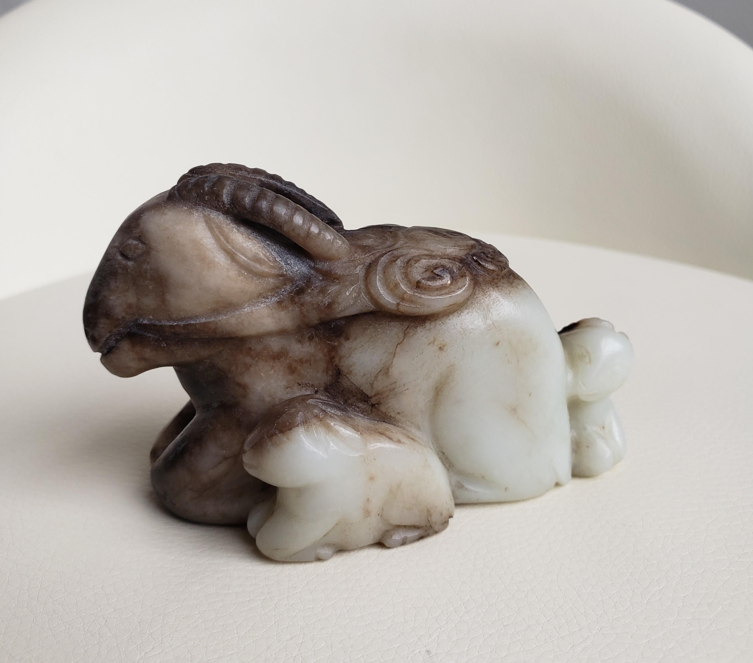 White and Russet Jade Three Ram Group For Sale 13
