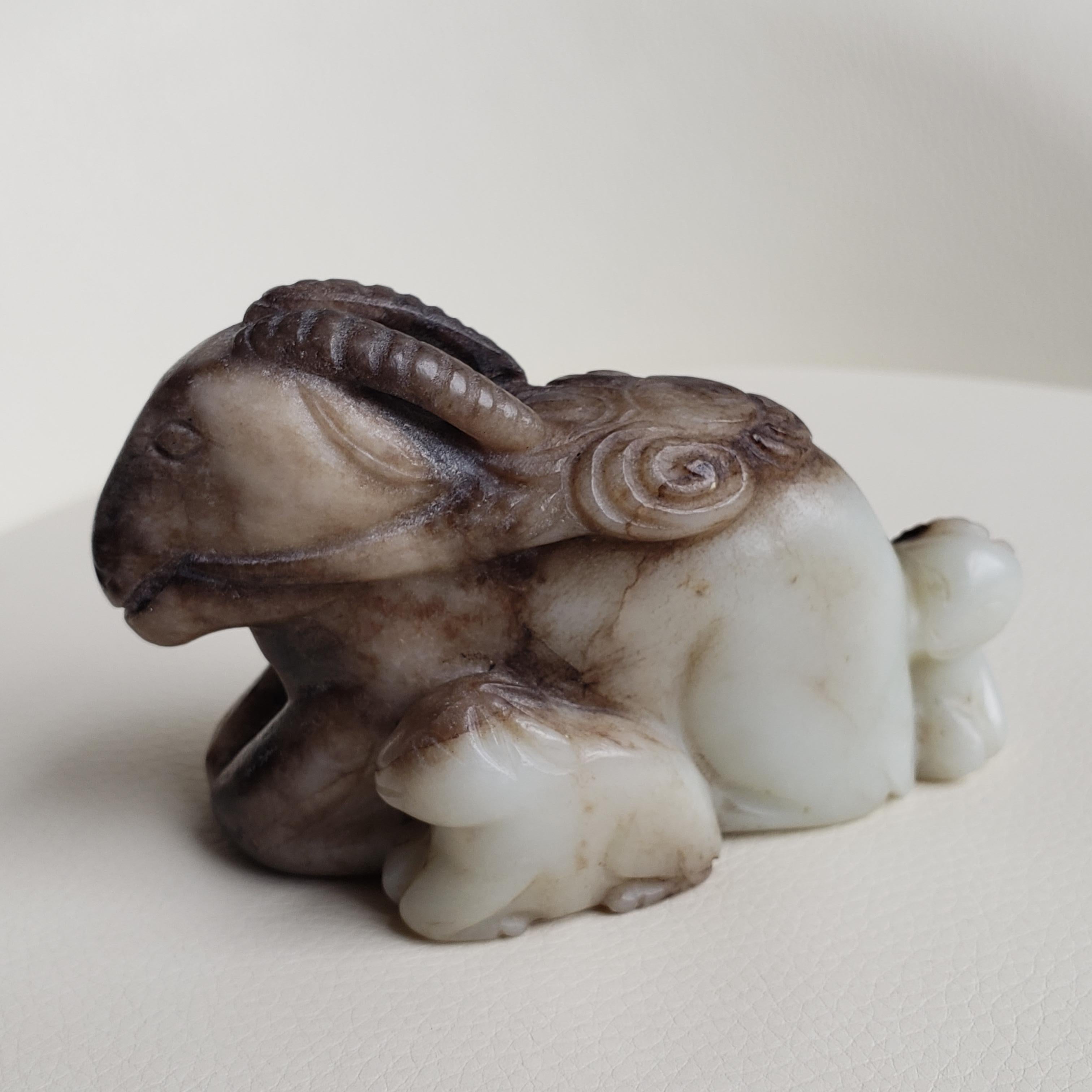 White and Russet Jade Three Ram Group For Sale 14
