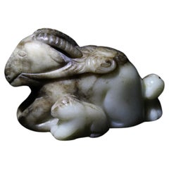 White and Russet Jade Three Ram Group