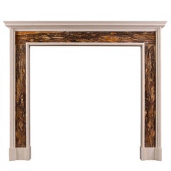 White and Siena Brocatelle Marble Fireplace in the Queen Anne Style