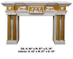 White and Siena Marble Fireplace Mantel with Figures