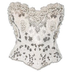 White and silver embroidered bustier 