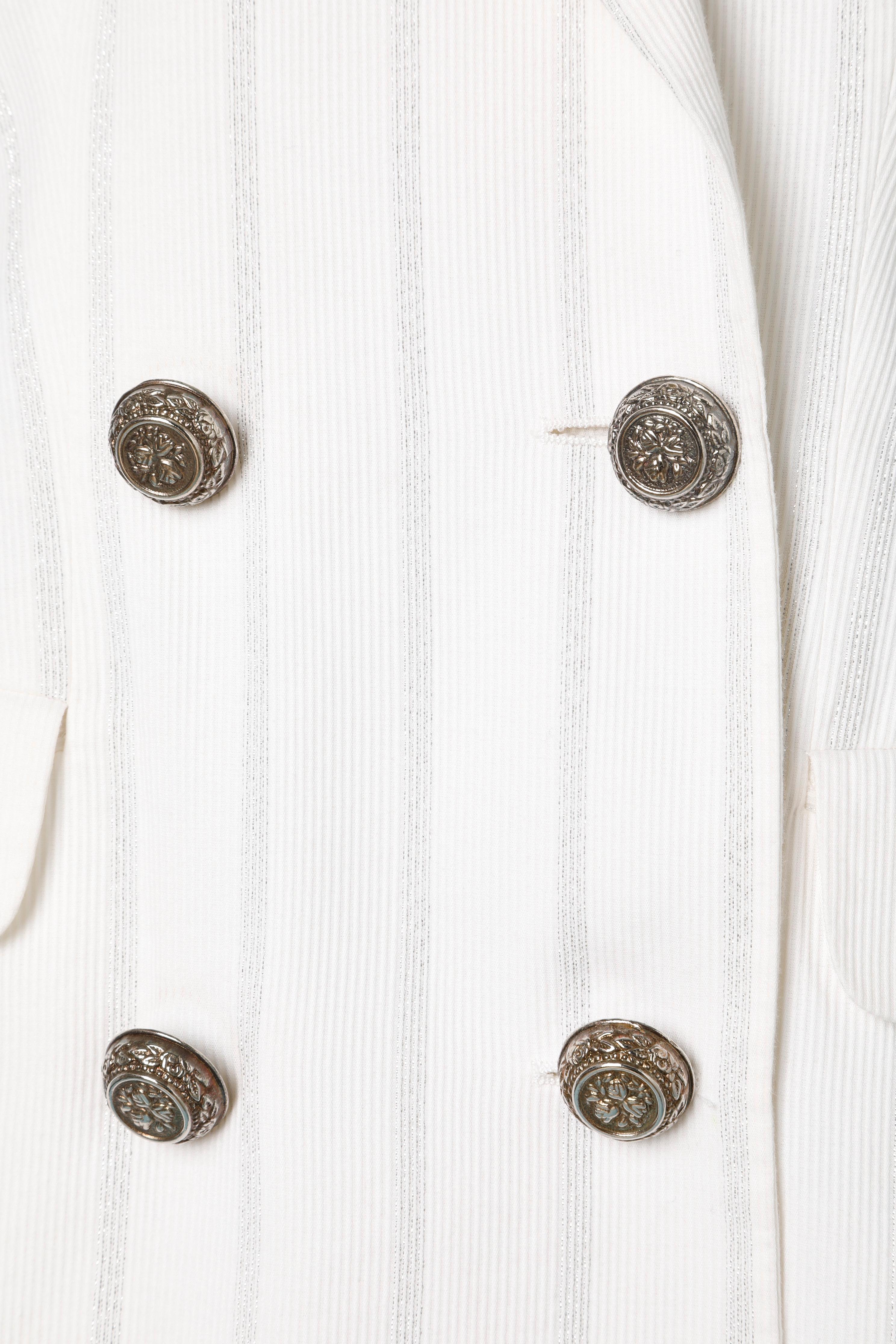 Gris Veste à double boutonnage en lurex blanc et argenté Versus de Gianni Versace  en vente